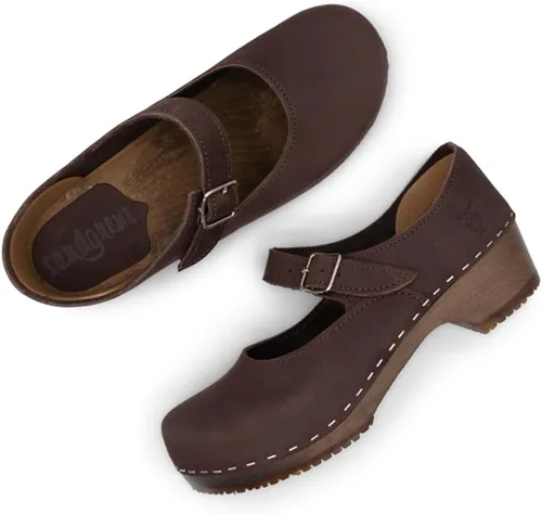 Vista 3 de Sandgrens Zuecos suecos hechos a mano de madera con espalda cerrada Mary Jane