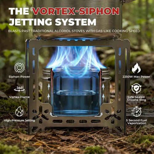 Vista 11 de ALOCS Estufa de alcohol de 2250W con soporte plegable Estufa de camping