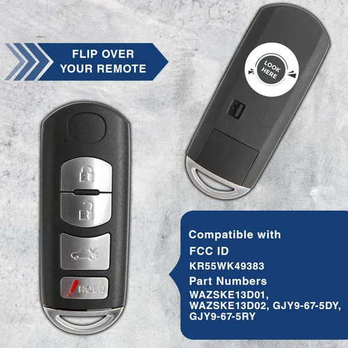 Vista 5 de Llavero inteligente Keyless Option de 4 botones para Mazda (WAZSKE13D01)