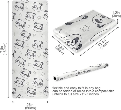 Vista 5 de Cute Star Panda Pattern Thin Yoga Mat with Bag, Non Slip Fitness Workout Mat, Foldable Suede Rubber Yoga Mat for Yoga Pilates and Fitness, 70.8" L x