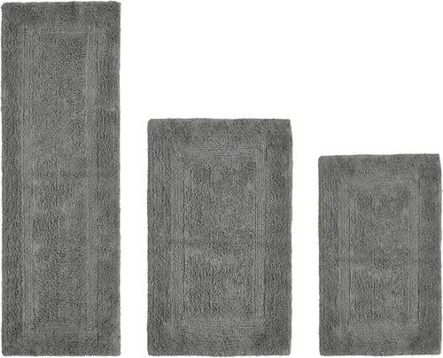 Vista 271 de Better Trends - Juego de 2 alfombras de baño 100% algodón, extra suaves, con borlas, de 17" x 24", alfombra de baño superabsorbente y reversible