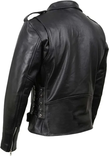Vista 8 de Milwaukee Leather - Chaqueta clásica para hombre con encaje lateral estilo policía M/C, Negro