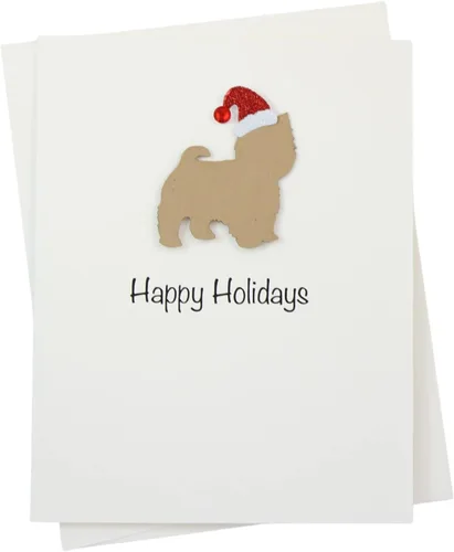 Vista 32 de Black Doodle Bernedoodle - Tarjetas de Navidad (10 unidades), hechas a mano, base blanca, perro con sombrero de Papá Noel Negro