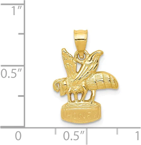 Vista 4 de Colgante de oro amarillo macizo de 14 quilates, 3 dimensiones, diseño de abeja, 0.827in x 0.512in
