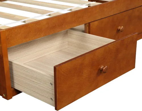 Vista 6 de SOFTSEA Base de cama de plataforma de madera de tamaño individual con 2 cajones de almacenamiento, cama de plataforma individual con soporte