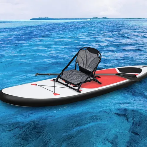 Vista 5 de Asientos de kayak con respaldo, asiento de kayak plegable de aleación de aluminio, material de malla textil transpirable, asiento ajustable