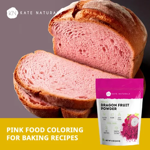Vista 5 de Kate Naturals Polvo de fruta del dragón para hornear y bebidas (4 onzas). Polvo de pitaya rosa seco vegano sin gluten para jarabe de fruta