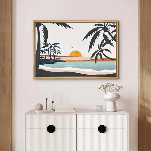 Vista 4 de SIGNFORD Lienzo Enmarcado Impresión Arte de Pared Océano Pastel Luz del Sol Puesta de Sol Horizonte Naturaleza Vida Silvestre Ilustraciones Arte