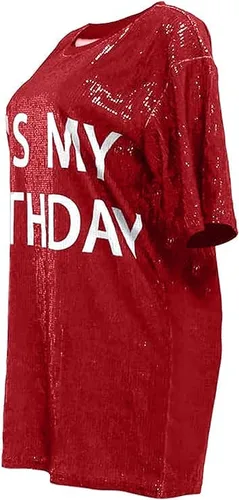 Vista 3 de It's My Birthday - Vestido de fiesta con lentejuelas para mujer, con purpurina brillante, casual, sexy, para discoteca y fiesta