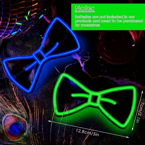 Vista 2 de Hercicy Pajarita iluminada para hombres, corbatín de neón LED, corbatas divertidas, para niños, niñas y mujeres, disfraz de fiesta que brilla