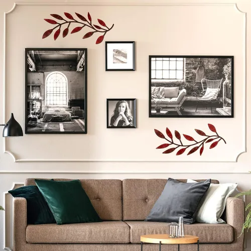 Vista 3 de Zhengmy 2 piezas de metal hoja de árbol decoración de pared de hoja de olivo vid hoja de olivo arte de pared sala de estar, decoración de pared