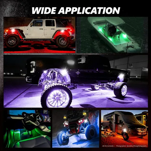 Vista 8 de OPT7 Photon RGB LED luces magnéticas con aplicación Bluetooth y control remoto, marco de aluminio de 4 vainas, kit de bajo brillo de gran angular