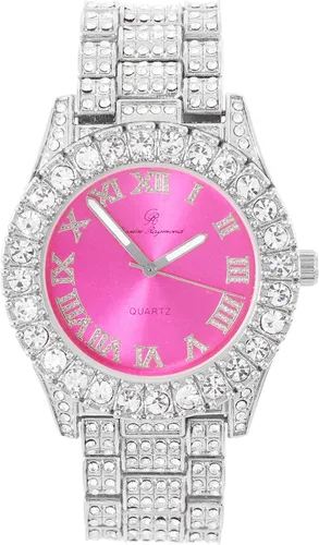 Vista 7 de Reloj de mujer con bisel grande de rocas, esfera de color con números romanos, totalmente cubierto en cristales - ST10327LA