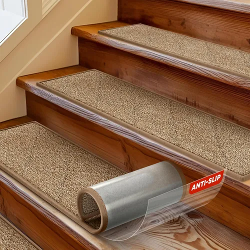 Vista 7 de MBIGM Alfombra antideslizante para peldaños de 20 x 32 pulgadas, tapete a juego de felpa suave, cómoda, antideslizante, antideslizante, color gris