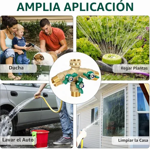 Vista 6 de STYDDI Divisor de Manguera de Jardín de 3 Vías de Flujo Completo, Válvula Divisora de Manguera de 3 Vías de Latón Sólido de Alto Volumen con Mango
