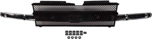 Vista 6 de Para Chevy Trailblazer/Trailblazer EXT Grille Assembly 2002 03 04 2005 Carcasa e inserto negro pintado con barra central cromada Plástico