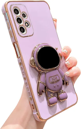 Vista 61 de phylla para Samsung Galaxy A12 Funda de Teléfono con Soporte Oculto de Astronauta Chapado en Oro de Lujo Lindo Astronauta Lateral Lindo