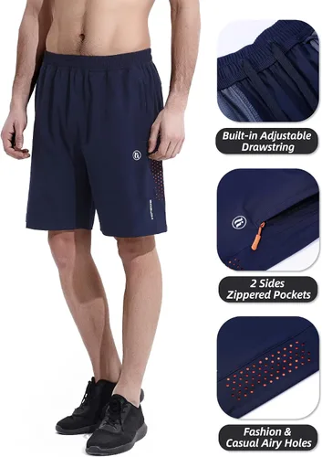 Vista 3 de Pantalones cortos deportivos para hombre, pantalones cortos de entrenamiento para correr, tenis, gimnasio, 5, 7, 9 pulgadas, cómodos, ligeros, 3
