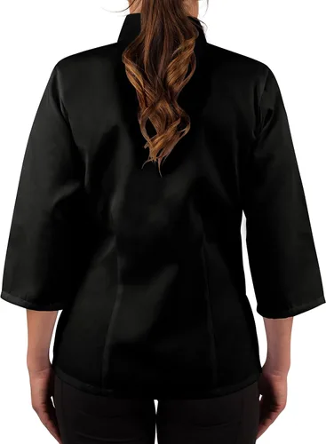 Vista 2 de KNG - Abrigo de chef para mujer, color negro