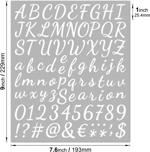 Vista 2 de Kit de 16 hojas de vinilo con letras y números, autoadhesivas, letras del alfabeto cursivo, calcomanías de letras numéricas para el hogar, oficina
