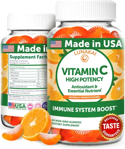 Vista 10 de Lunakai Gomitas de vitamina C para adultos y niños, vitaminas orgánicas VIT C veganas masticables en gomitas – 250 mg para adultos, niños y niños