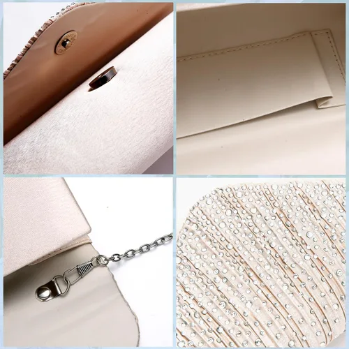 Vista 7 de Bolsos de mano BBjinronjy para mujer, bolso formal con diamantes de imitación para noche, bolsos de mano para boda, fiesta, cóctel, graduación, cena