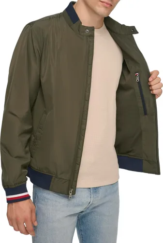 Vista 5 de Tommy Hilfiger Chaqueta bomber ligera Varsity de punto acanalado para hombre Verde militar