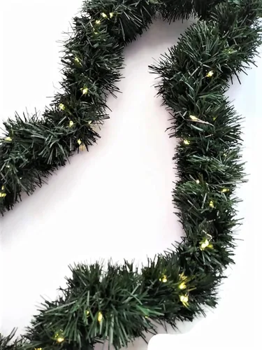Vista 3 de Dark Green Pine Christmas Garland with LED Lights