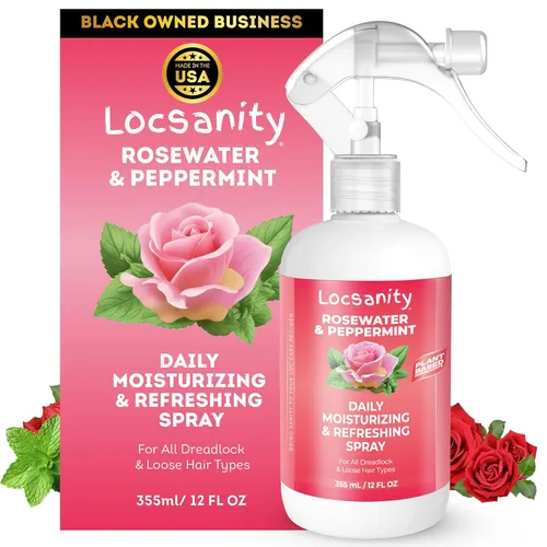 Vista 9 de Locsanity Spray hidratante diario de agua de rosas y menta, tamaño de prueba, spray hidratante para rastas, para nutrir el cuero cabelludo