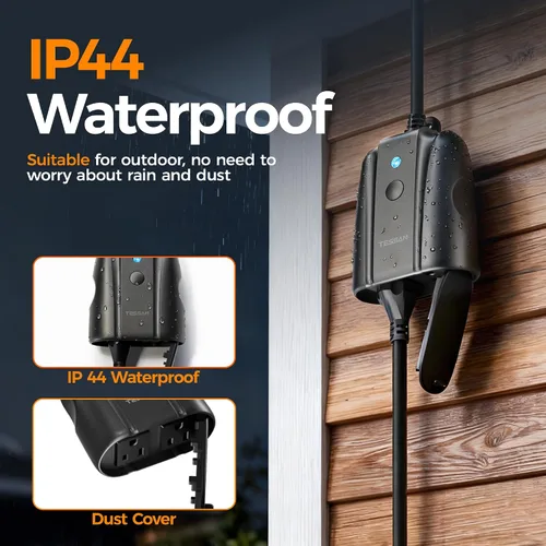 Vista 6 de Enchufe Inteligente para Exteriores Impermeable, TESSAN Enchufe WiFi Inteligente Compatible con Alexa, Google Assistant, Regleta de Alimentación