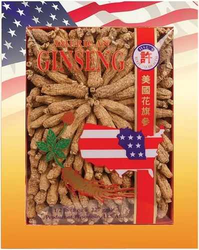 Vista 10 de Hsu's SKU 0130-4 Caja de raíces de ginseng americano de Wisconsin medio corto extra grande de 4 onzas para té, sopa y regalos, premium, sin OMG, sin