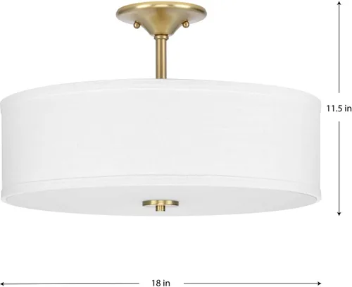 Vista 8 de Progress Lighting Inspire - Luz semiempotrada de 18" con 3 luces, latón Latón satinado con pantalla de lino de verano