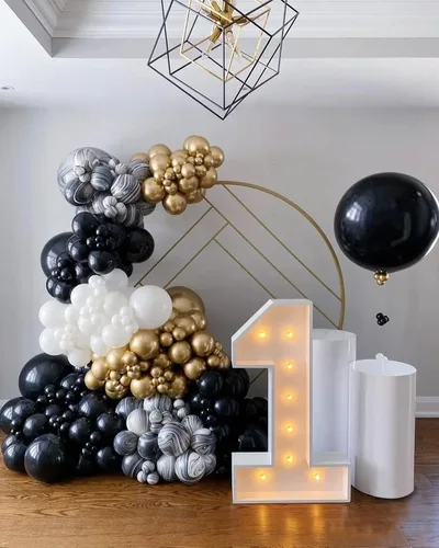 Vista 4 de FOTIOMRG 120 globos negros de 5 pulgadas, pequeños globos de látex para fiesta, calidad de helio para cumpleaños, graduación, baby shower, día
