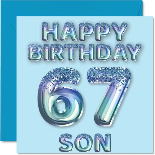 Vista 140 de Stuff4 Tarjeta de primer cumpleaños para niños, globo de fiesta con purpurina azul, tarjetas de feliz cumpleaños para niño de 1 año, nieto, hijo, 57