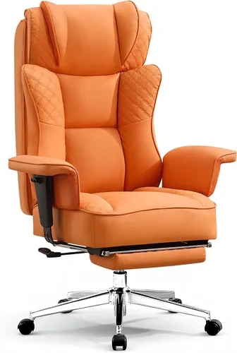 Vista 8 de Silla de oficina grande y alta, silla reclinable ergonómica de cuero con reposapiés, cómodas sillas de escritorio ejecutivas para computadora