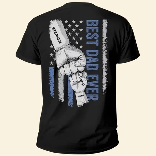 Vista 3 de LOVELYPOD Camisa personalizada con la bandera estadounidense con el nombre de los niños, camisa personalizada para papá con nombre de los niños