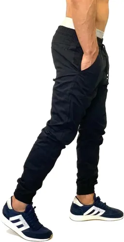 Vista 2 de Pantalones de jogging para hombre, pantalones deportivos de senderismo, pantalones deportivos casuales con cordón para fitness, Negro