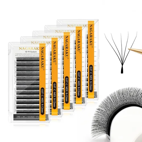Vista 245 de NAGARAKU Extensiones de pestañas prefabricadas en abanico 3D W 0.05 C 0.315 0.05-C 3D W
