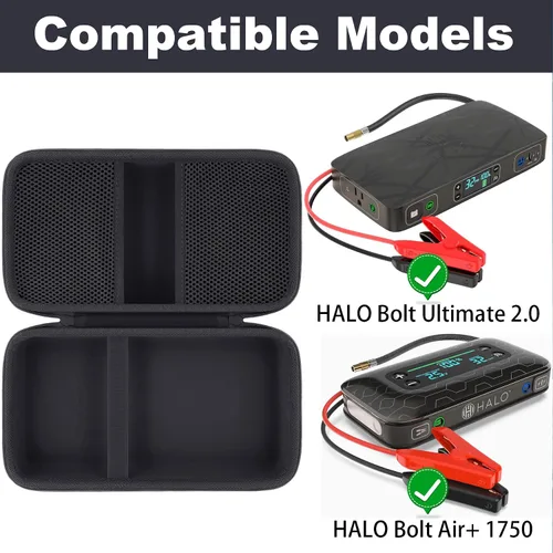 Vista 8 de khanka Estuche de almacenamiento para HALO Bolt Ultimate 2.0/HALO Bolt Air +1750 Arrancador de batería portátil para automóvil, solo estuche (negro)