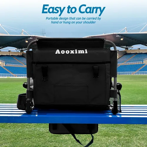 Vista 7 de Asientos portátiles para estadio con respaldo y reposabrazos, sillas plegables con respaldo y cojín grueso, silla deportiva acolchada ancha con Gris
