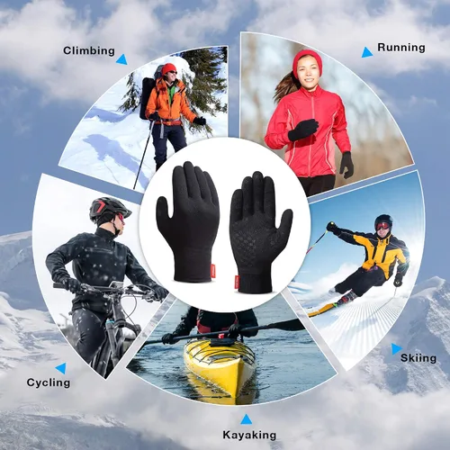 Vista 6 de Guantes de correr con pantalla táctil mejorados guantes de invierno ligeros y térmicos guantes de compresión para hombres y mujeres antideslizantes