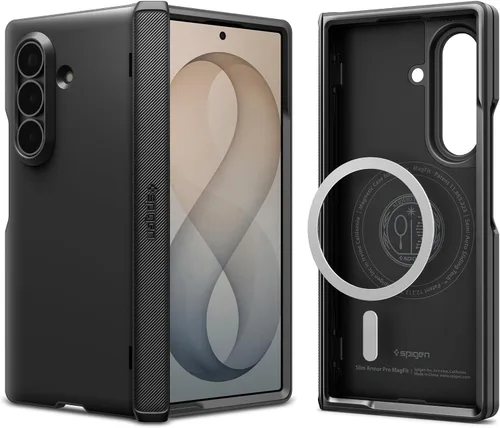 Vista 8 de Spigen Funda para Galaxy Z Fold 6, Slim Armor Pro (2024) [protección de bisagra] - Negro Negro