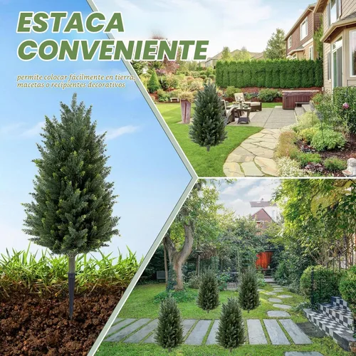 Vista 3 de Set of 2 Artificial Cedar Topiary Christmas Trees, 3FT UV-Resistant Faux Cypress Shrubs with Ground Spikes — Tall Evergreen Decorative Plants for 2