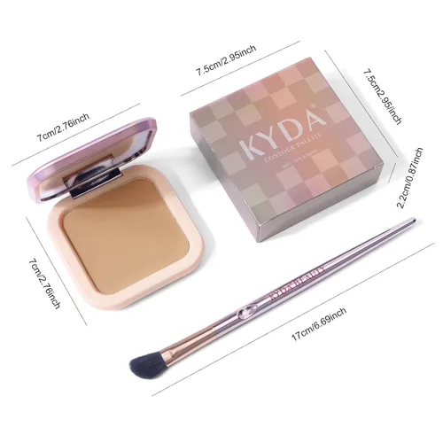 Vista 8 de KYDA Paleta de Contorno Esculpidor Facial, Mate con Acabado de Micro Perlas Polvo de Contorno Horneado, Ultra-fino Ligero, Cobertura Difuminable