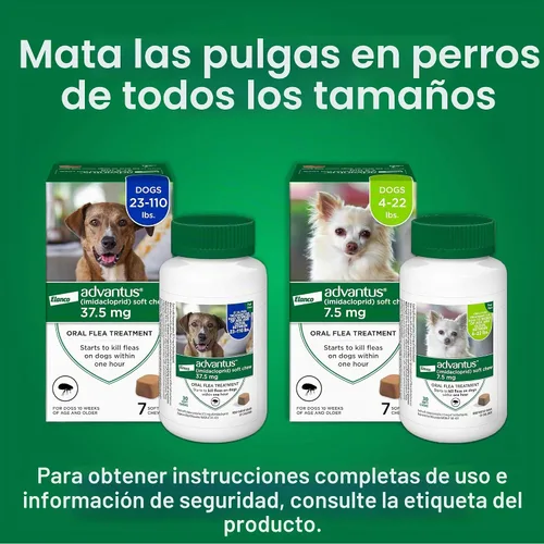 Vista 8 de Advantus Tratamiento oral antipulgas de acción rápida para perros, masticables suaves para perros de 4 - 22 lbs. 7 unidades.