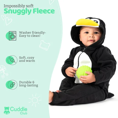 Vista 2 de Enterizo de vellón para bebé, rómper de una sola pieza con capucha, para niños, ropa para exteriores, chaqueta