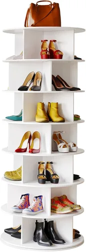 Vista 8 de SpaceAid Organizador de Zapatos Giratorio de 5 Niveles Estilo Cruz, Torre de Zapatero Giratorio, Almacenamiento Giratorio de Exhibición 360 Lazy