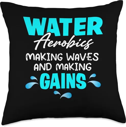 Vista 4 de Water Aerobics Aqua Water Instructor Fitness Water Aerobics Waves Making Gains Aquatic Exercise Throw Pillow, 16x16, Multicolor