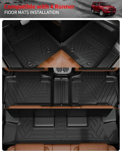 Vista 3 de Alfombrillas compatibles con Toyota 4 Runner 2013-2024, 7 asientos, forro de carga, forro para maletero, protectores para asiento trasero