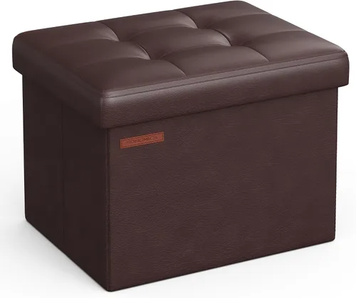 Vista 17 de SONGMICS Otomana pequeña plegable de almacenamiento, taburete reposapiés, 12.2 x 16.1 x 12.2 pulgadas, otomana con almacenamiento, carga de hasta